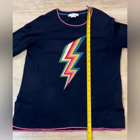 Boden Women’s Romy Wool Blend Rainbow Lighting Bolt Sweater Size Small - Picture 6 of 7